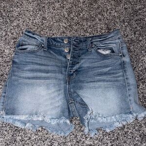 Denim Frayed Hem Women Shorts